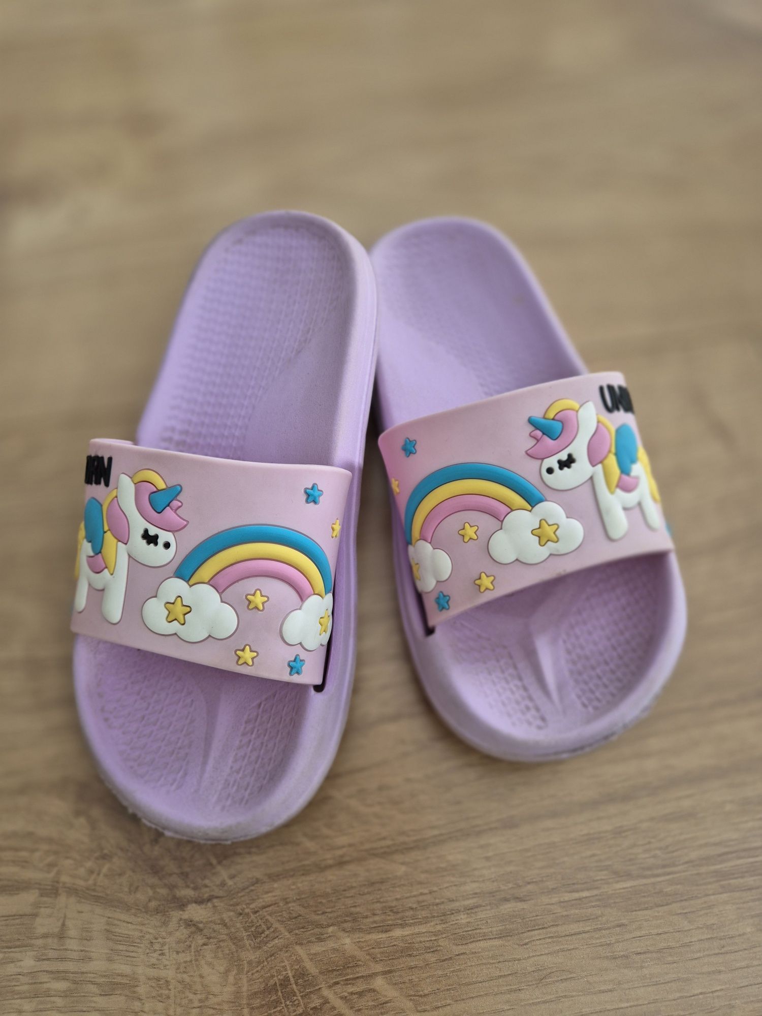 Różowe klapki na lato dziewczęce unicorn jednorożec 31 używane