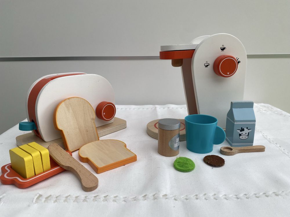 Montessori Brinquedos Bolo de aniversario Torradeira Maquina de Café