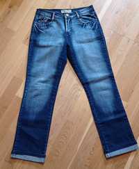Edi jeans granatowe proste jeansy z cyrkoniami, r. 38