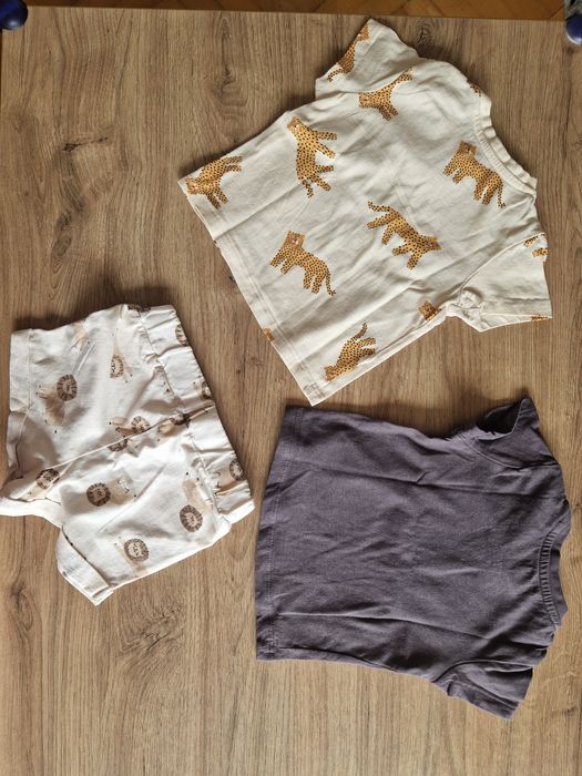 2 bluzeczki z krótkim rękawem  i krótkie spodenki niemowlęce sinsay