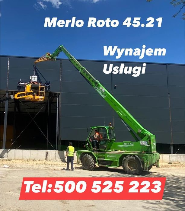 Ładowarka teleskopowa Wynajem Usługi Merlo 4,5t 21m Manitou Wrocław Ok