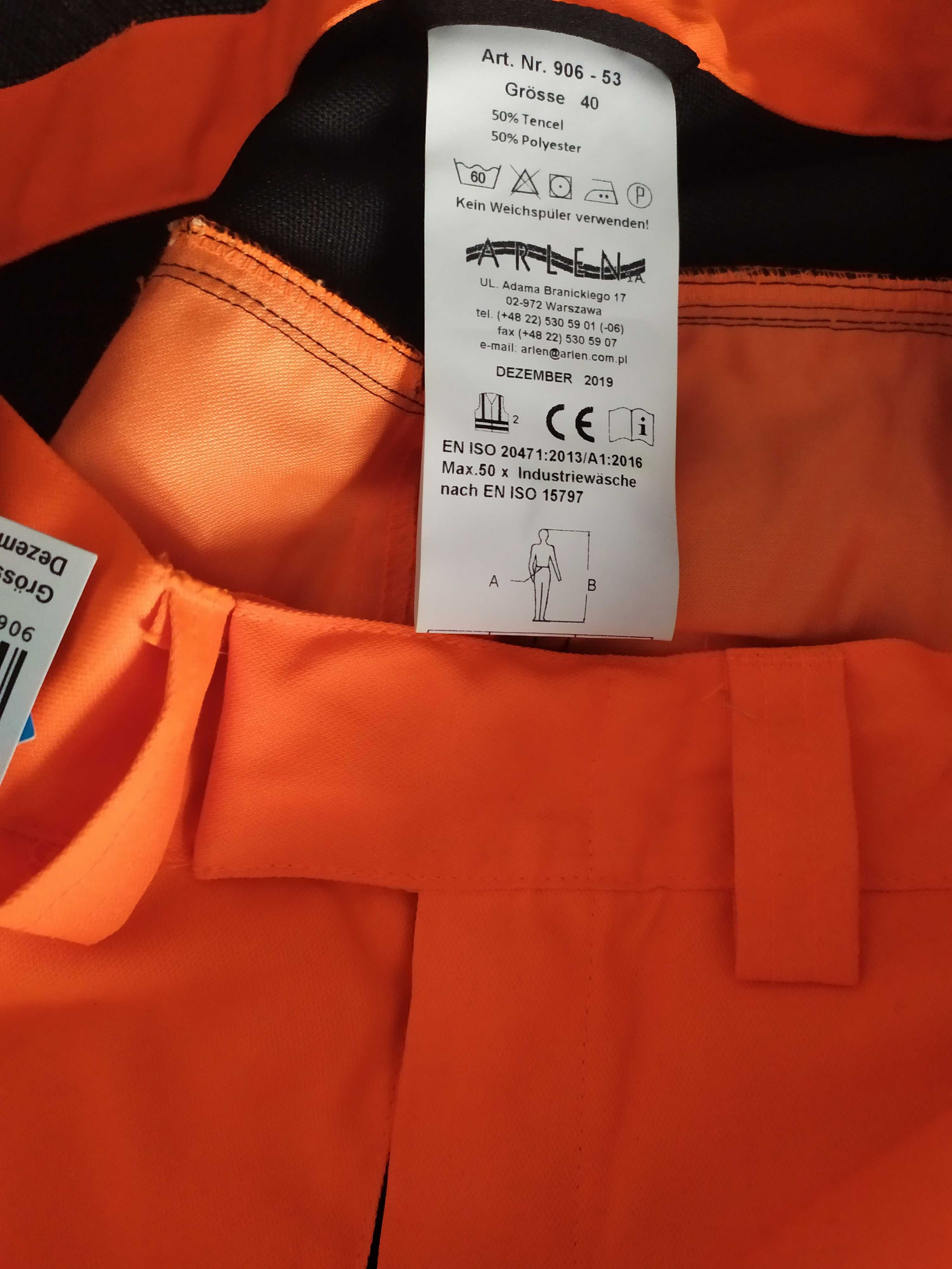 Ubranie robocze odblaskowe spodnie nowe bluza bez metek