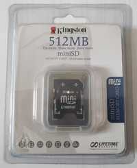 Karta pamięci Kingston miniSD o pojemności 512 MB + Adapter SD