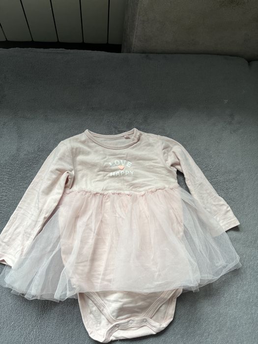 Różowe body dziewczęce z długim rękawem Smyk r.80