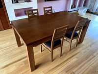 Drewniany stół rozkładany (100cm x 180/300cm) + 8 krzeseł