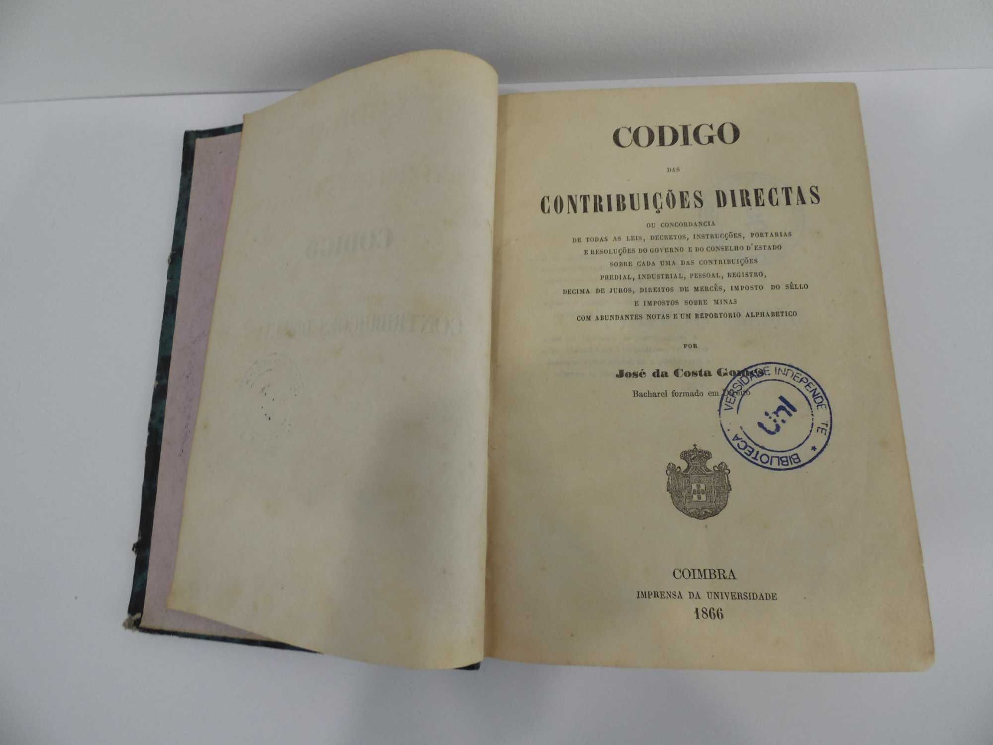 Antigo Livro Codigo das Contribuições Directas - 1866