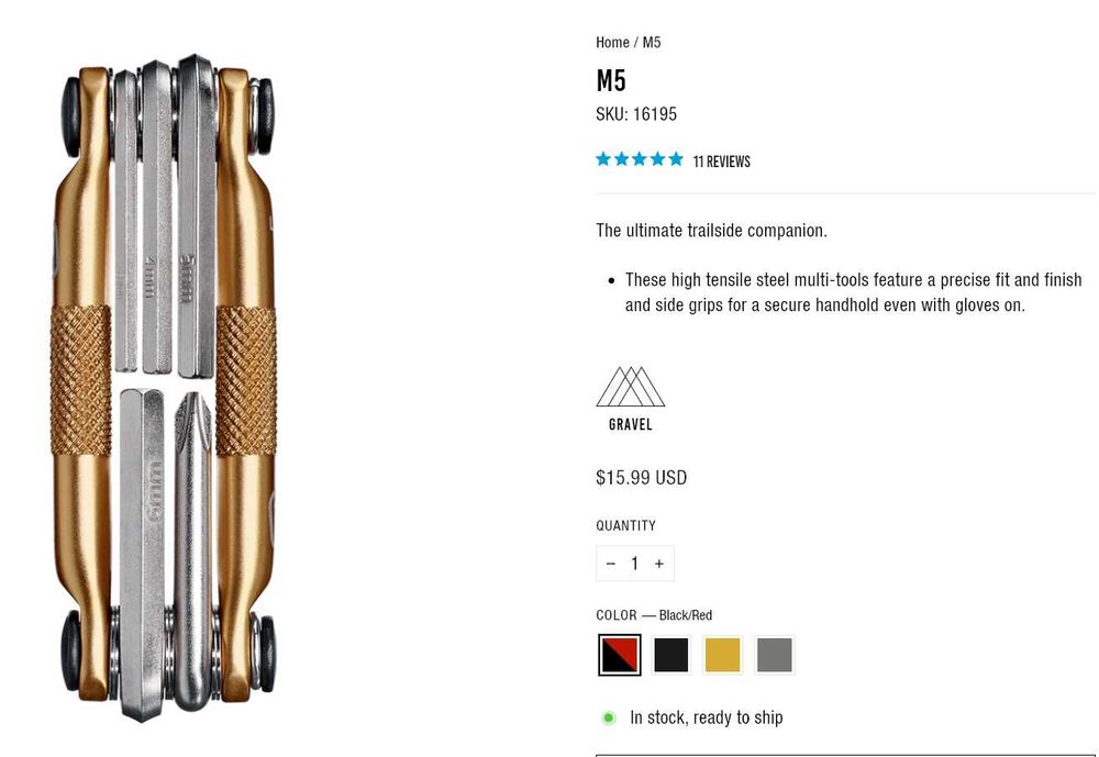 Мультитул ключі CrankBrothers M5 (Чорні/Мат/Золоті) / F10 / M17 (нові)