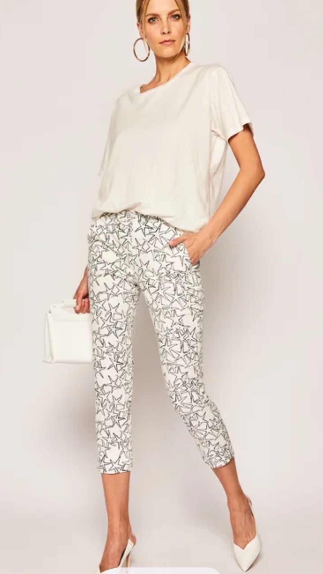 Spodnie 7/8 Max&Co. Disegno białe damskie Nowe bawełna Max&co