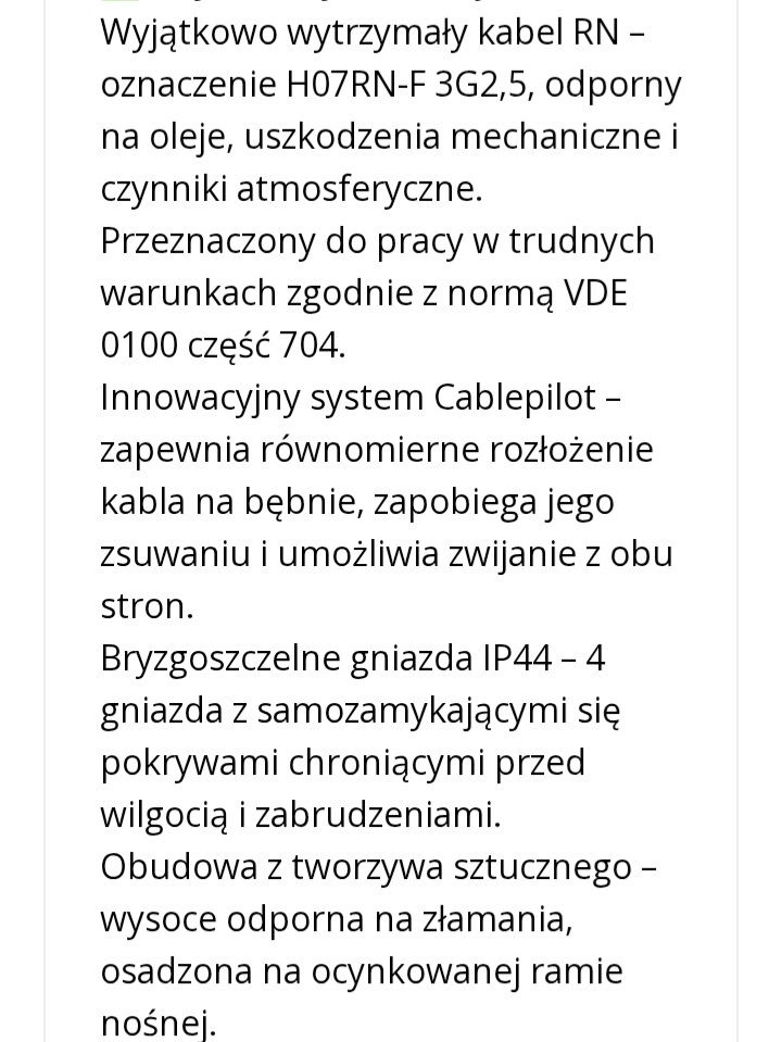 Przedłużacz bębnowy 25m