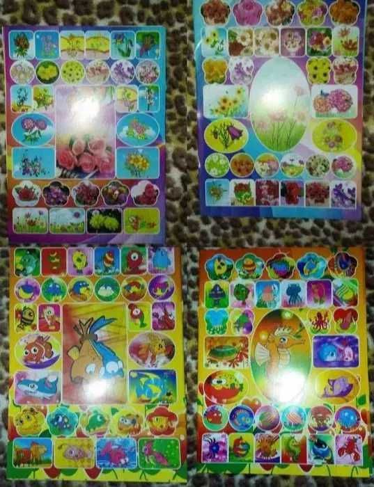 Наліпки паперові смайлы смайлики наклейки тварини транспорт ЛИСТ