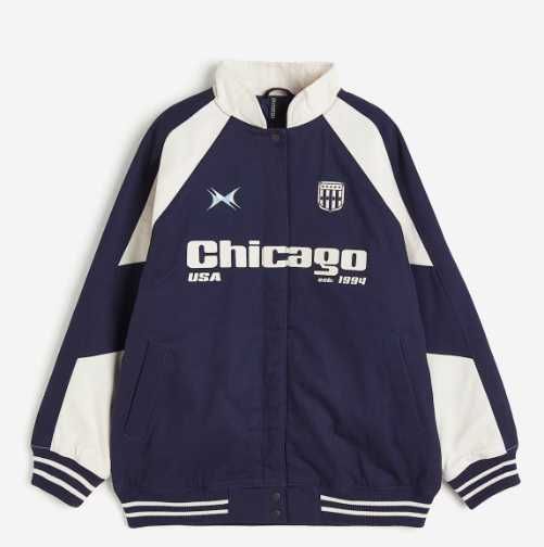 Kurtka H&M Chicago bomberka pikowana oversize