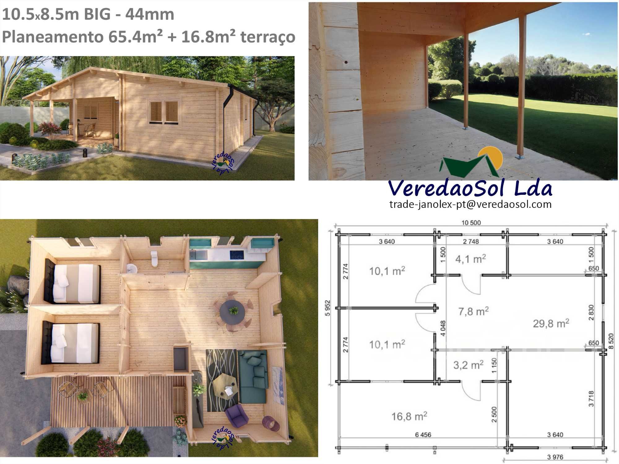 Casa madeira pré fabricada KIT BIG T2 / Jennifer 82.2m² - Coberta 98m²