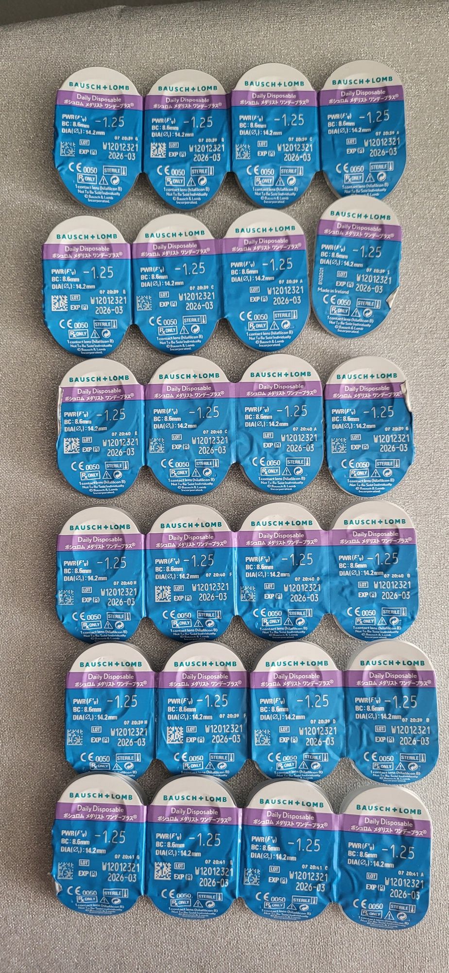 Soczewki jednodniowe Bausch&Lomb -1,25 24 sztuki