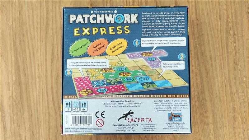 2 gry planszowe Patchwork Express i Bazyliszek