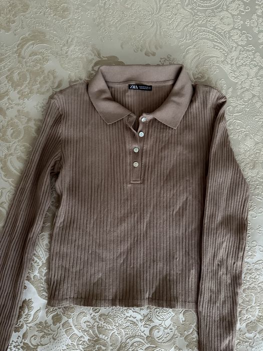 Кофта Лонгслив Поло на пуговицах zara