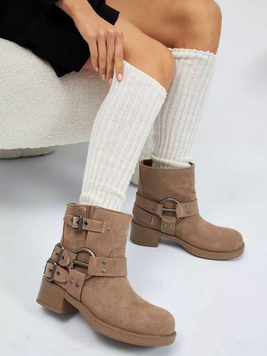 Гетри молочні в рубчик з вовни теплі