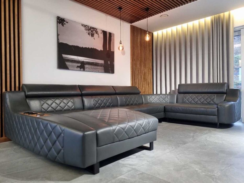 Narożnik - duża kanapa - naturalna skóra bydlęca