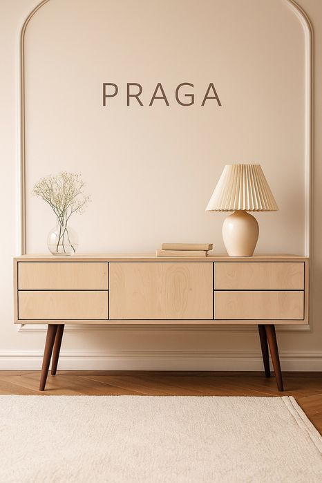 Szafka RTV „Mid Century Praga” – autorski handmade, styl lat 60