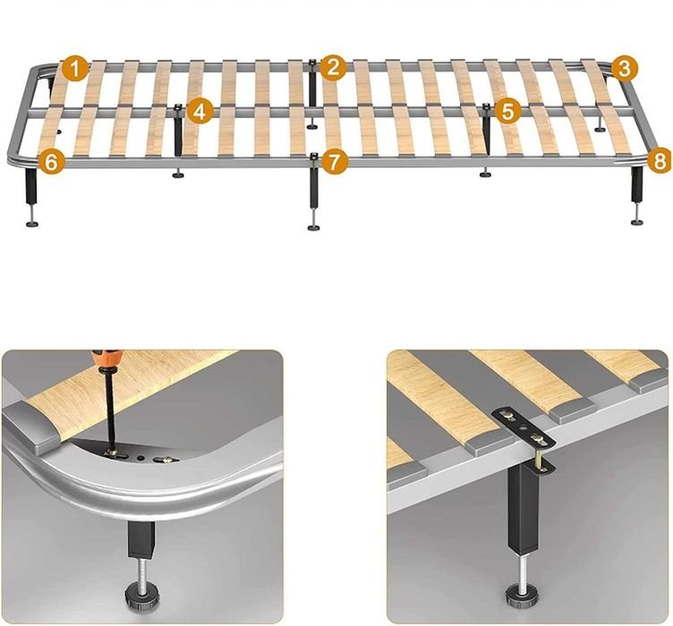 Metalowe nóżki do łóżka 18 cm, reglowane + 2cm z mocowaniami-2 sztuki