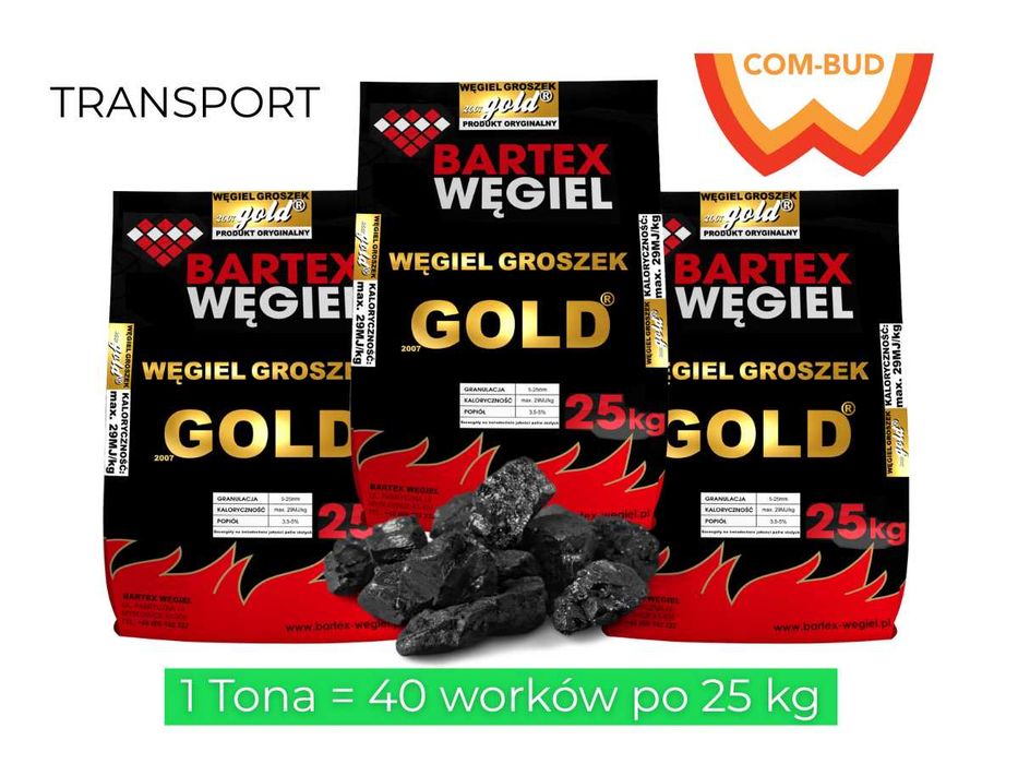 Ekogroszek BARTEX GOLD – 1640 zł/t | Worek 25 kg | Odbiór lub dostawa