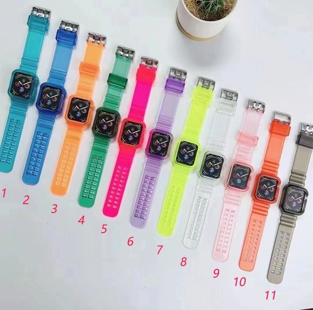 Ремешок кейс на Apple Watch бампер прозрачный ремінець прозорий