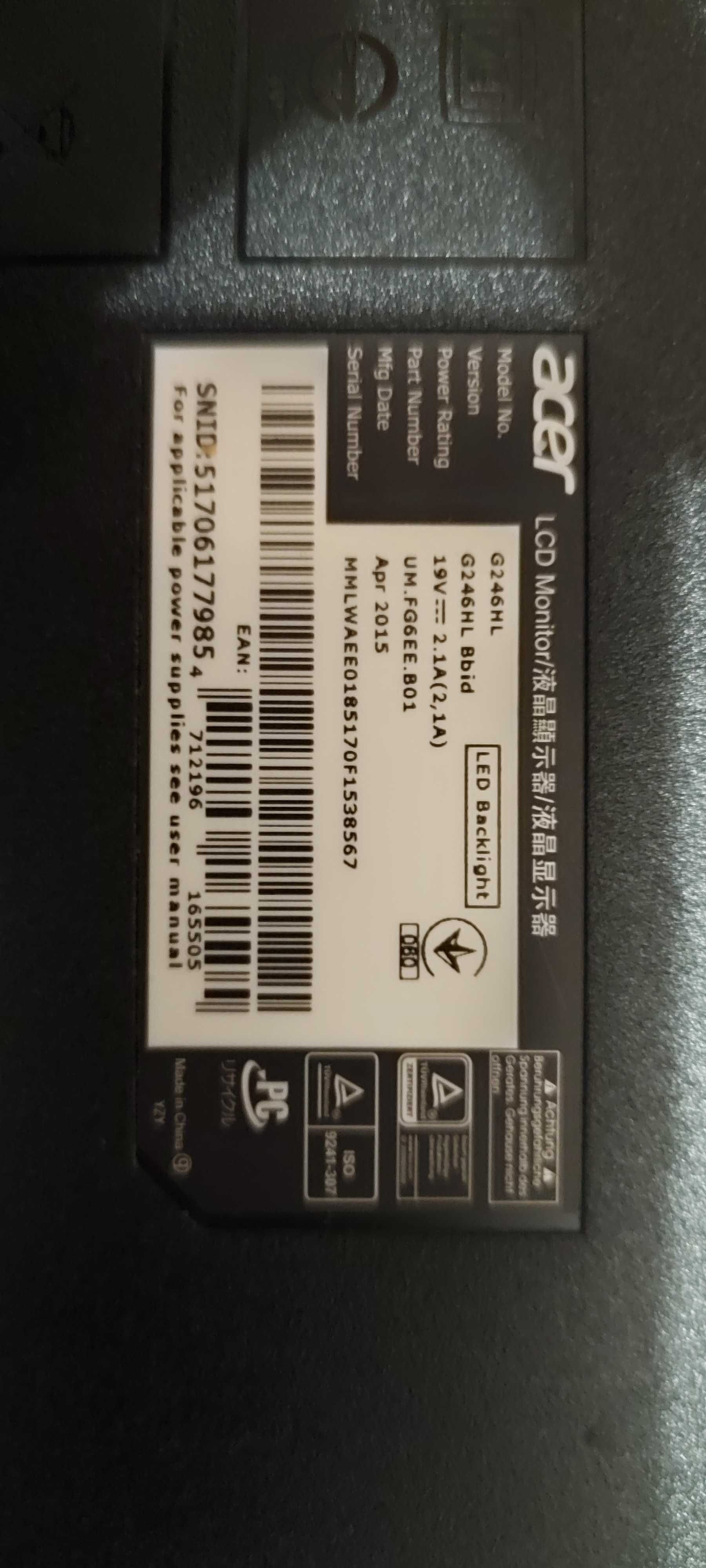 Монітор Acer LCD 24" Full HD (G246HL) Б/У