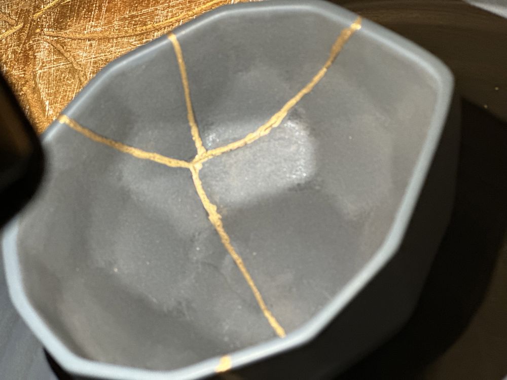 Ceramiczny zestaw naczyń kintsugi Unikat