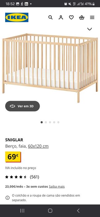 Berço ikea + protetor como novo