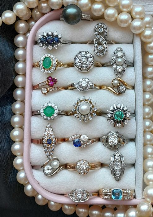 R.15 Pierścionek Art Deco Złoto 585 Diamienty 0.15ct Certyfikat