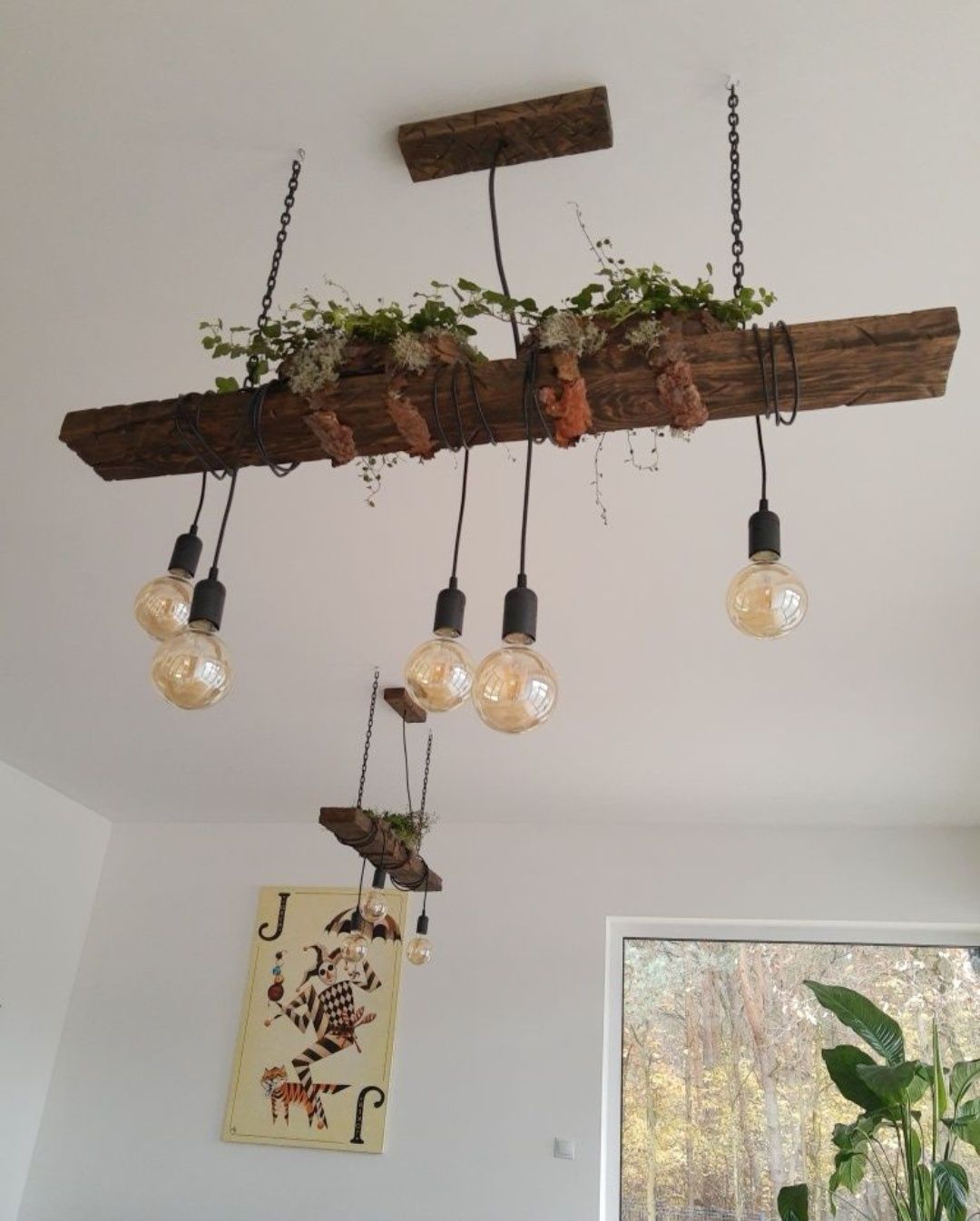 Lampa drewniana stara belka rustykalny loft