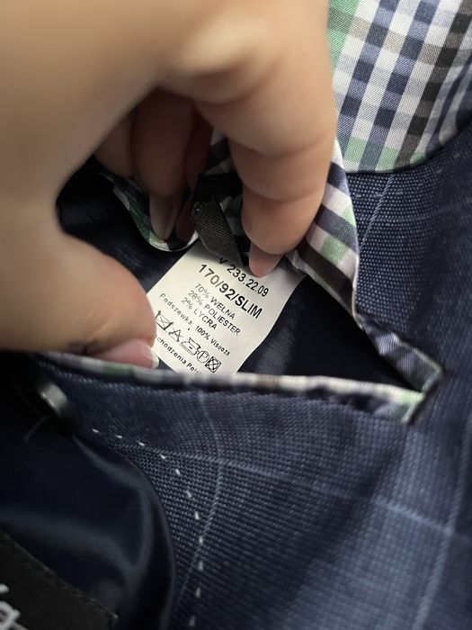 Garnitur męski slim kratka ślubny klasyka pierre cardin