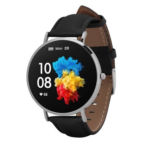 SMARTWATCH GARETT verona srebrno czarny SKÓRZANY