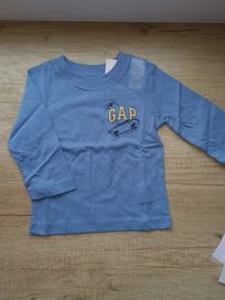 Nowa jasnoniebieska bluzka z długim rękawem GAP 68/74