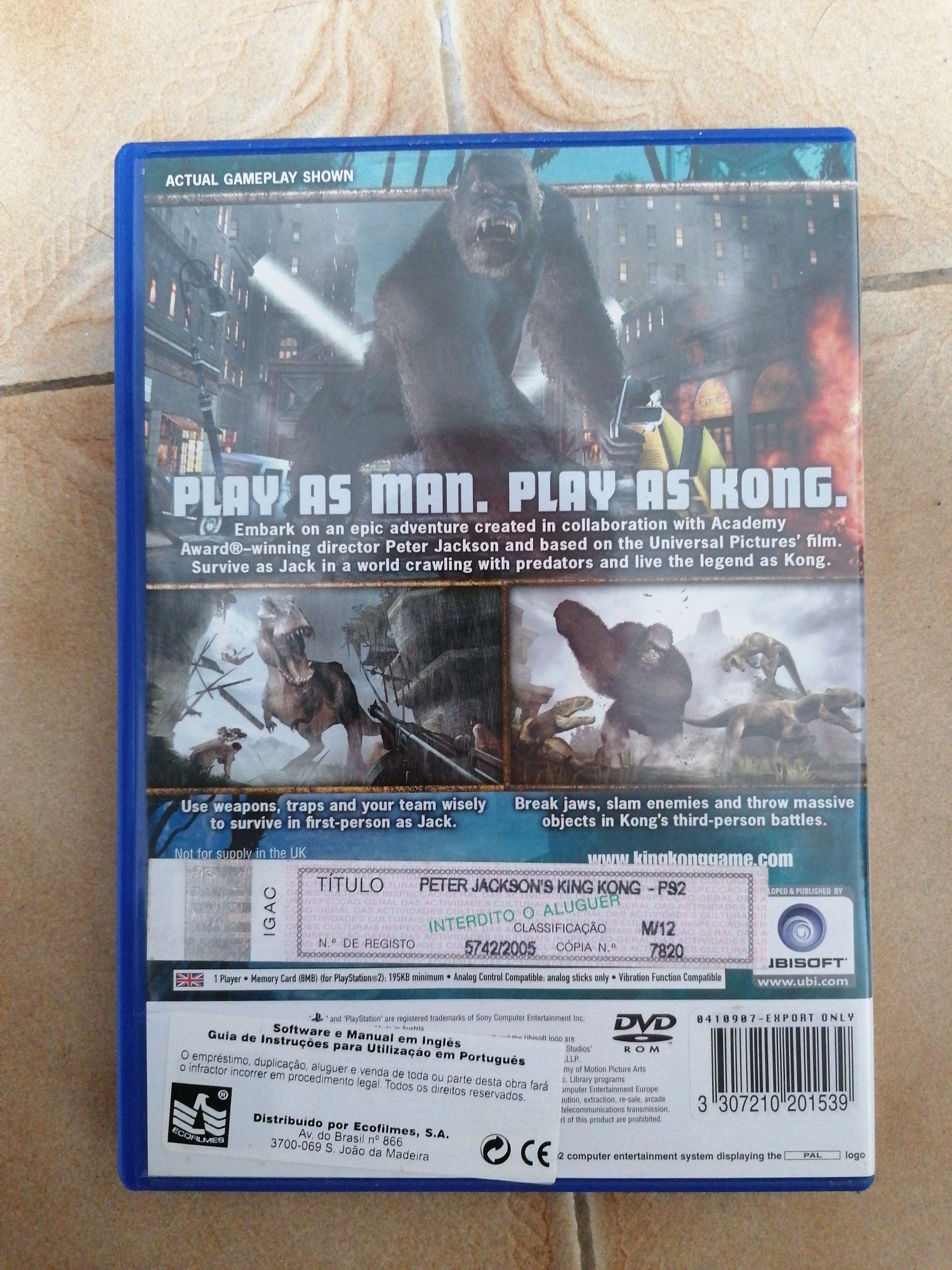 King Kong DVD/edição especial/versão alargada/Playstation 2