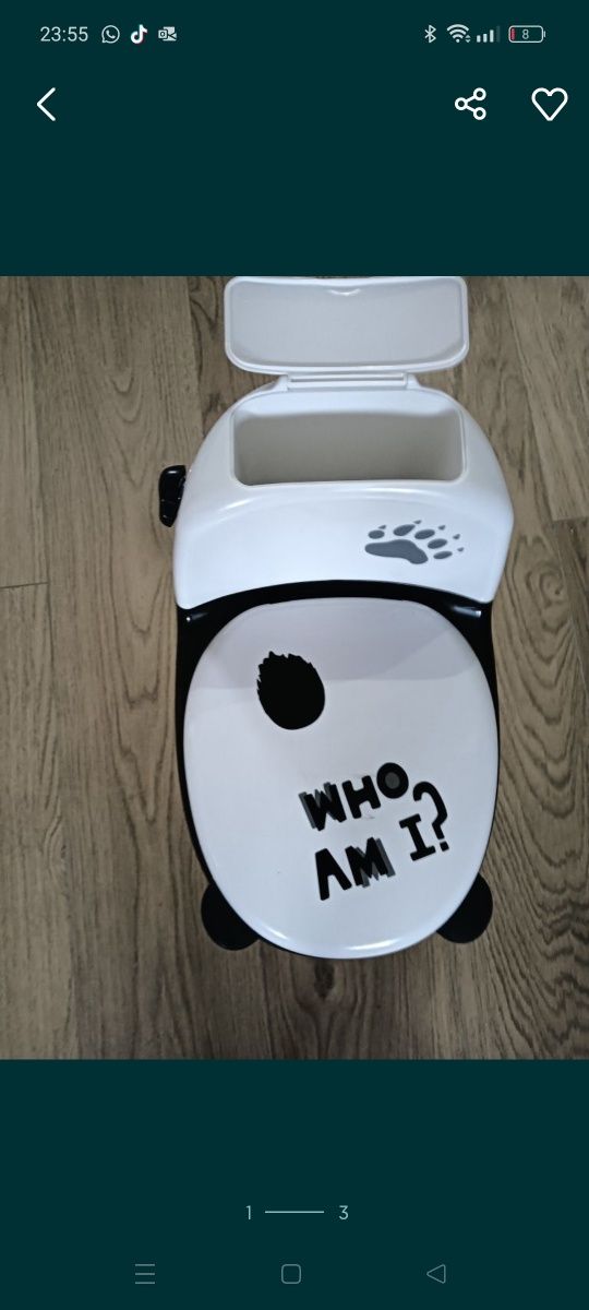 Sanita/pote do panda , com descarga de brincar que produz som