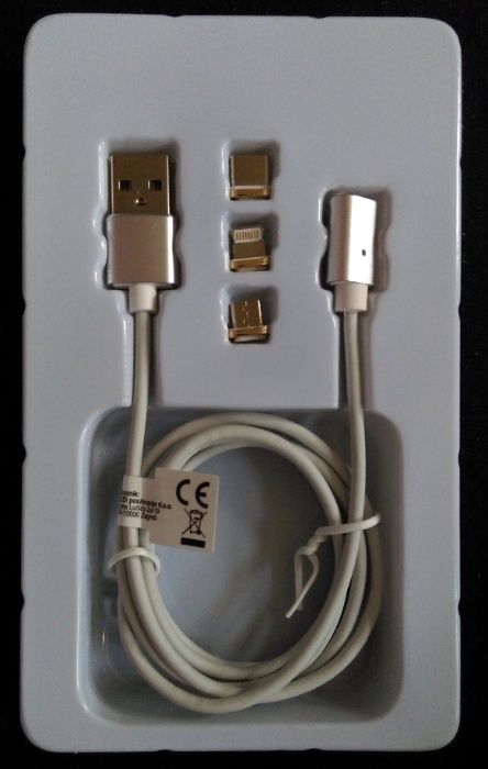 MAGNETYCZNY Kabel do KAŻDEGO telefonu 3w1 Micro-USB, Typ C i 8 PIN