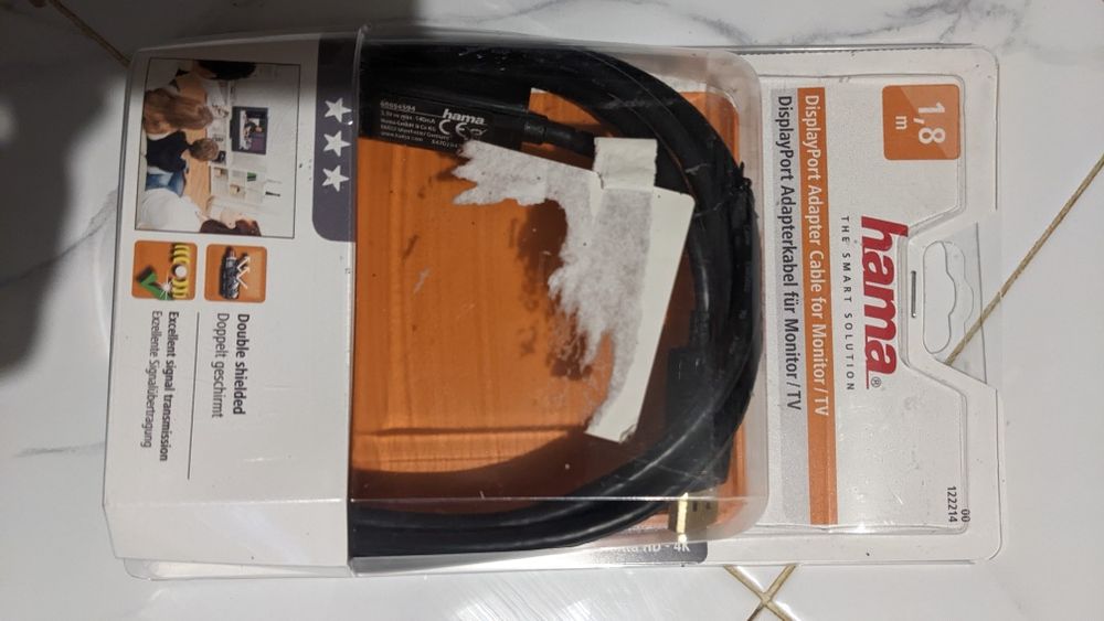 Кабель мультимедійний DisplayPort to HDMI 1.8m Premium Hama (00122214)