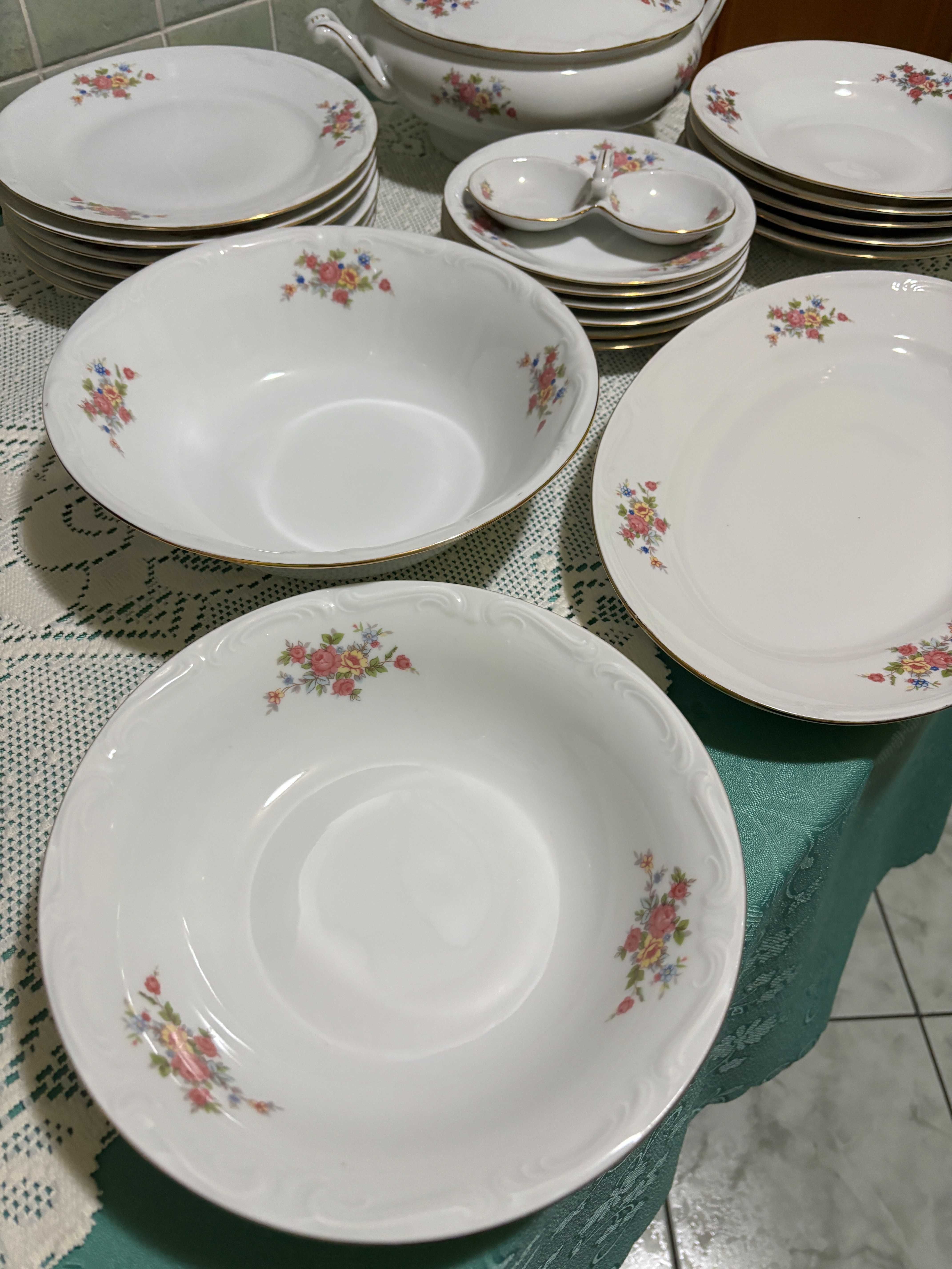 Duży Zestaw obiadowy na 6 osób Porcelana Bogucice, waza półmisek miski