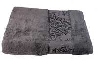 Ręcznik bambusowy kąpielowy 50 x 90 cm, elegancki wzór Leyla, szary