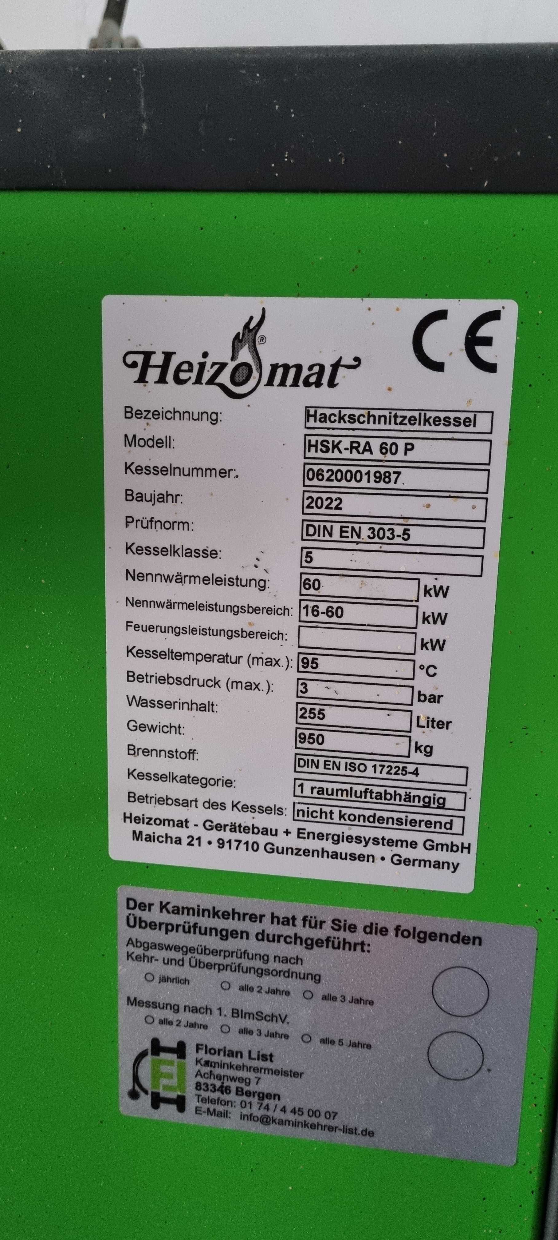 Piec na zrębkę, trociny, pellet i inne biopaliwa. Heizomat hsk-ra 60