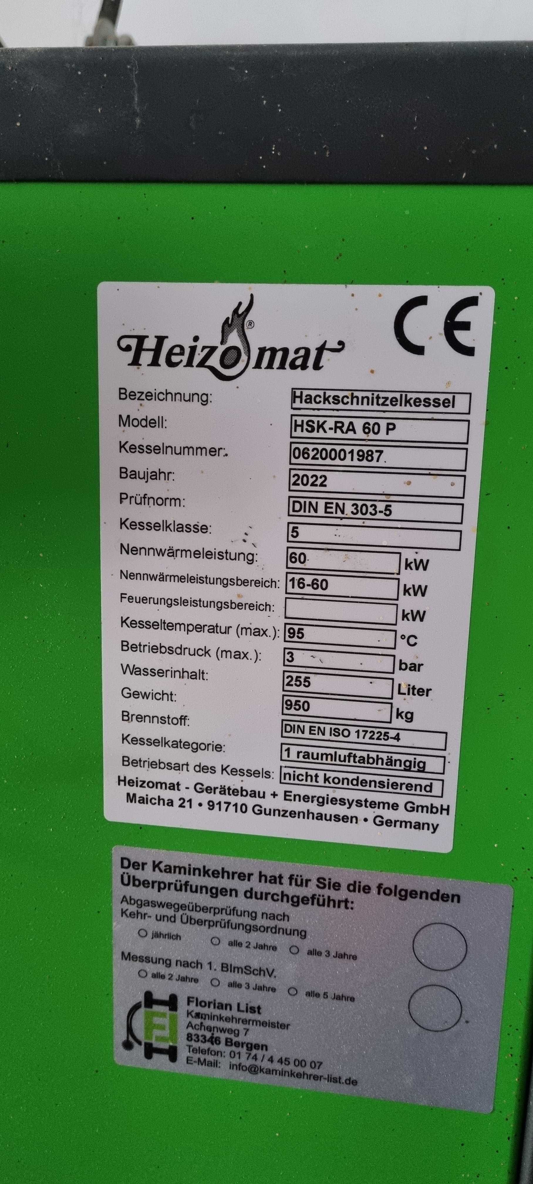 Piec na zrębkę, piec na trociny i inne biopaliwa. Heizomat hsk-ra 60