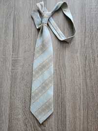 Elegancki krawat beżowo-błękitny