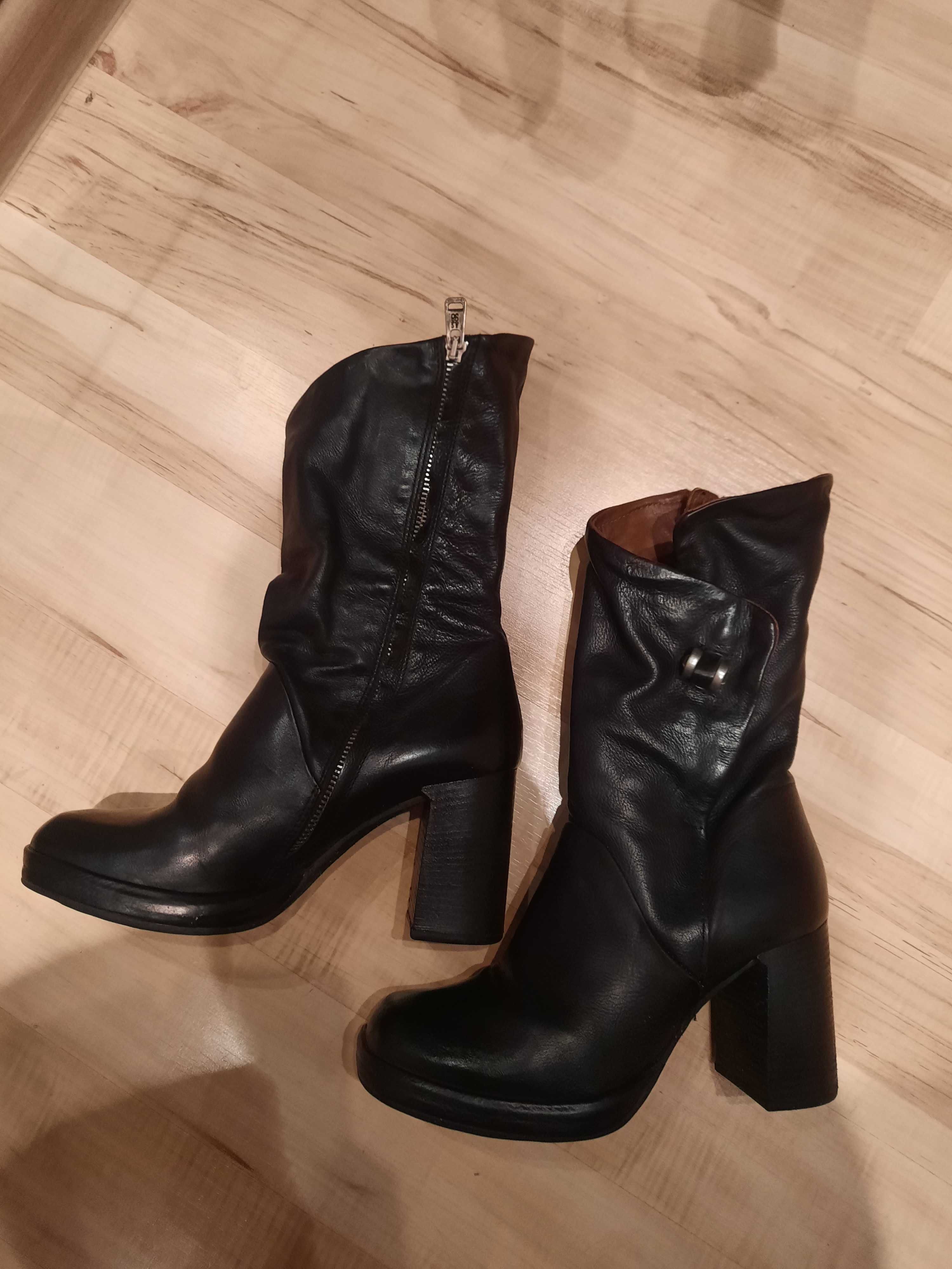 Buty botki damskie A.S.98 skóra naturalna czarne