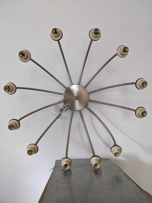 lampa, żyrandol wiszący sufitowy, stal nierdzewna