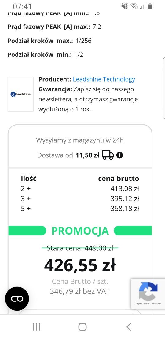 Sterownik silnika krokowego SSK-B15 MA860H - 7.2A, 110VDC, krok/kierun