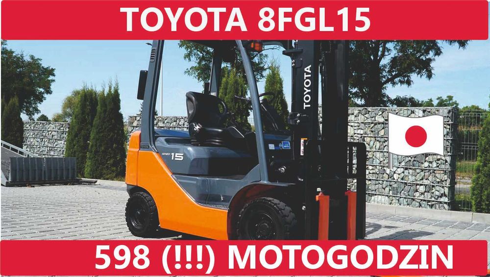 Toyota 598 (!) mtg, 1500 kg, 2017 rok, benzyna, japoński wózek 8FGL15