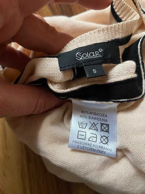 Solar bezowy kremowy lekki sweterek nietoperz pastele nude s m 36 38