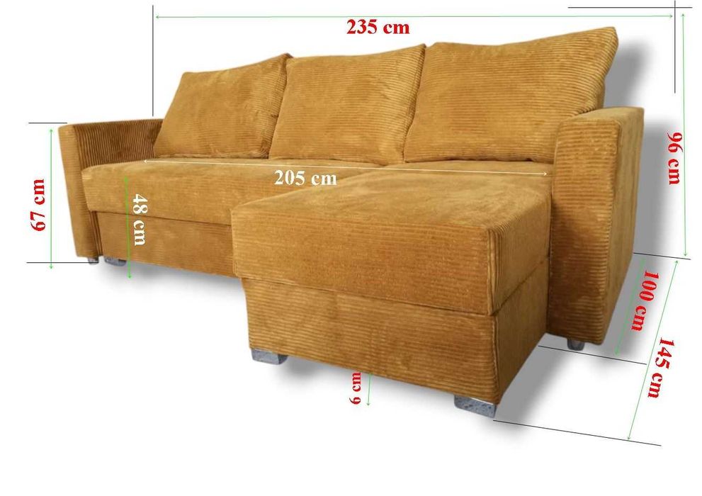 SOFA ROZKŁADANA Z narożnikiem w jednym Kanapa