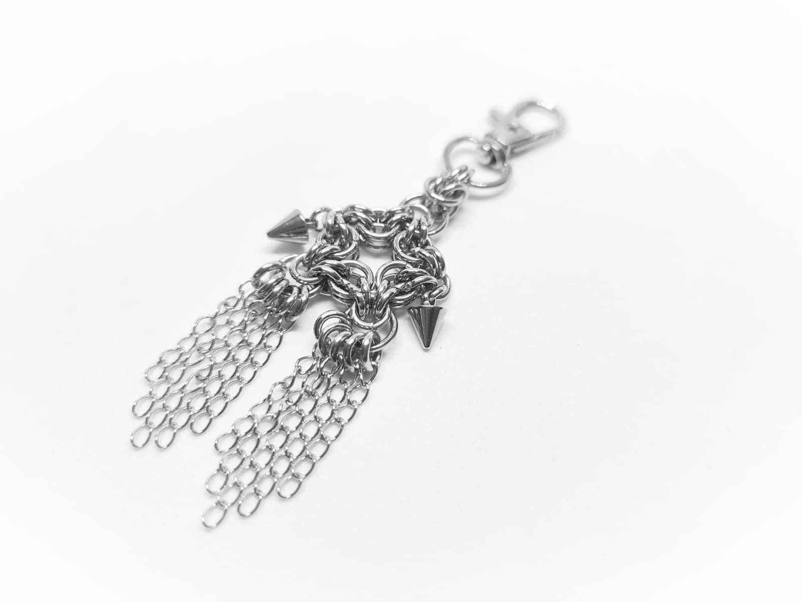 Brelok chainmail z kolcami | Stal chirurgiczna i nierdzewna | 10 cm
