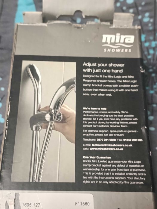 Uchwyt zaciskowy Mira Logic do słuchawki prysznicowej biały w pudełku